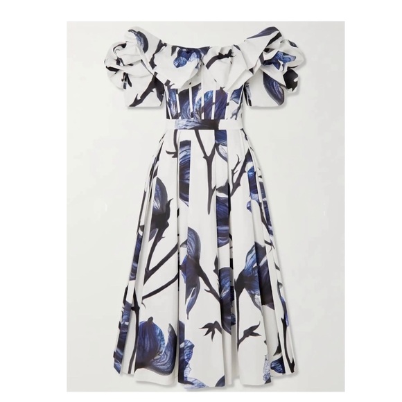 Alexander McQueen Dresses & Skirts - Alexander McQueen Ruffled Floral-Print Cotton Poplin Corset Maxi Dress